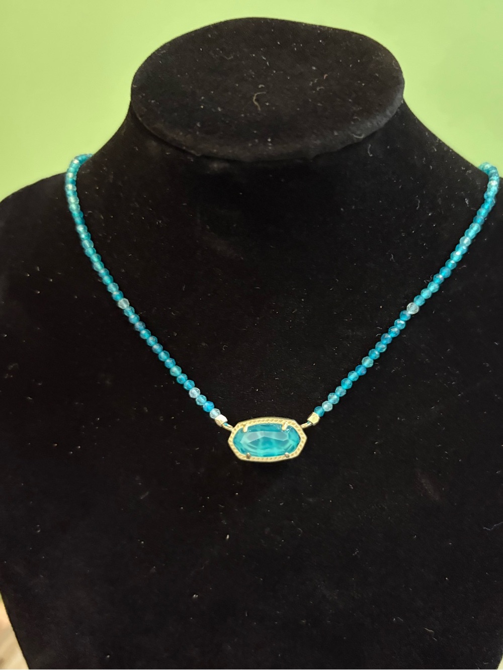 Rare Kendra Scott Turquoise Beaded Gold Necklace London Blue